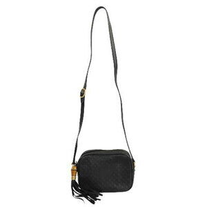 Gucci Shima Shoulder Bag Black GG Leather Crossbody